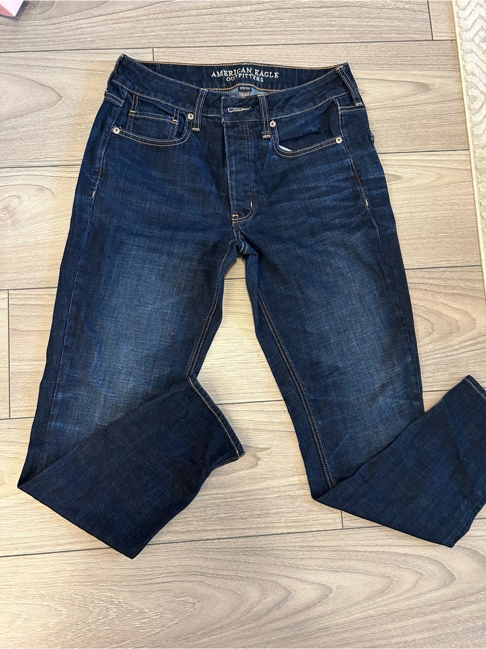 American Eagle Outfitters Men's Dark Blue Slim Straight Jeans